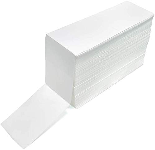 Gemo 4x6 inch Thermal Labels, Pack of 6000, 2 Stacks Fanfold, White Perforated, Permanent-Adhesive, Compatible with Zebra, Elton, UPS