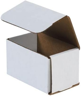 Secure Seal Shipping Boxes - 5x3x3" Mailers - White Foldable Corrugated Cardboard Packaging for Mailing, Moving, Storage, and Organizing - Strong Lightweight Foldable (Bulk 50 Pack)