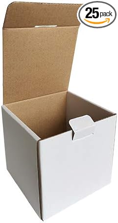 4x4x4'' Small Shipping Boxes, 25 Pack, Cardboard Corrugated Mailers for Business, White (LM444-25)