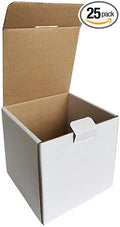 4x4x4'' Small Shipping Boxes, 25 Pack, Cardboard Corrugated Mailers for Business, White (LM444-25)