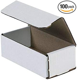 Secure Seal Shipping Boxes - 6x3x2" Mailers - White Foldable Corrugated Cardboard Packaging for Mailing, Moving, Storage, and Organizing - Strong Lightweight Foldable (Bulk 100 Pack)