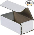 Secure Seal Shipping Boxes - 6x3x2" Mailers - White Foldable Corrugated Cardboard Packaging for Mailing, Moving, Storage, and Organizing - Strong Lightweight Foldable (Bulk 50 Pack)