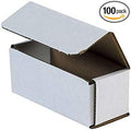 Secure Seal Shipping Boxes - 5x2x2" Mailers - White Foldable Corrugated Cardboard Packaging for Mailing, Moving, Storage, and Organizing - Strong Lightweight Foldable (Bulk 100 Pack)