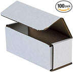 Secure Seal Shipping Boxes - 5x2x2" Mailers - White Foldable Corrugated Cardboard Packaging for Mailing, Moving, Storage, and Organizing - Strong Lightweight Foldable (Bulk 100 Pack)