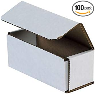 Secure Seal Shipping Boxes - 5x2x2" Mailers - White Foldable Corrugated Cardboard Packaging for Mailing, Moving, Storage, and Organizing - Strong Lightweight Foldable (Bulk 100 Pack)