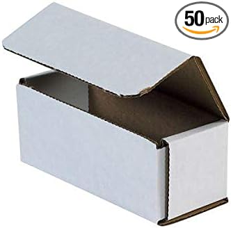 Secure Seal Shipping Boxes - 5x2x2" Mailers - White Foldable Corrugated Cardboard Packaging for Mailing, Moving, Storage, and Organizing - Strong Lightweight Foldable (Bulk 50 Pack)