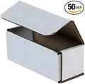Secure Seal Shipping Boxes - 5x2x2" Mailers - White Foldable Corrugated Cardboard Packaging for Mailing, Moving, Storage, and Organizing - Strong Lightweight Foldable (Bulk 50 Pack)