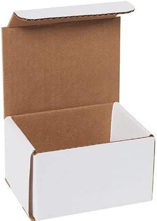 Secure Seal Shipping Boxes - 5x4x3" Mailers - White Foldable Corrugated Cardboard Packaging for Mailing, Moving, Storage, and Organizing - Strong Lightweight Foldable (Bulk 50 Pack)