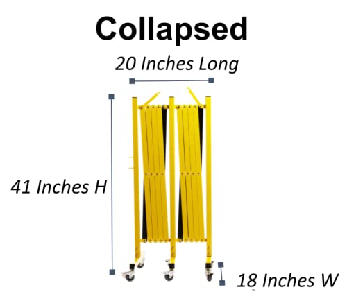 Trafford Industrial Expandable Metal Barricade, 16 Feet, Yellow and Magenta, Mobile Safety Barrier Gate, Retractable Traffic Fence