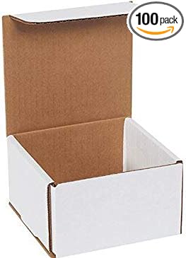 Secure Seal Shipping Boxes - 5x5x3" Mailers - White Foldable Corrugated Cardboard Packaging for Mailing, Moving, Storage, and Organizing - Strong Lightweight Foldable (Bulk 100 Pack)