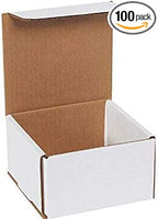 Secure Seal Shipping Boxes - 5x5x3" Mailers - White Foldable Corrugated Cardboard Packaging for Mailing, Moving, Storage, and Organizing - Strong Lightweight Foldable (Bulk 100 Pack)