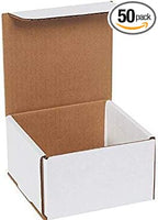 Secure Seal Shipping Boxes - 5x5x3" Mailers - White Foldable Corrugated Cardboard Packaging for Mailing, Moving, Storage, and Organizing - Strong Lightweight Foldable (Bulk 50 Pack)