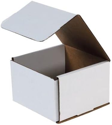 Secure Seal Shipping Boxes - 6x6x4" Mailers - White Foldable Corrugated Cardboard Packaging for Mailing, Moving, Storage, and Organizing - Strong Lightweight Foldable (Bulk 50 Pack)