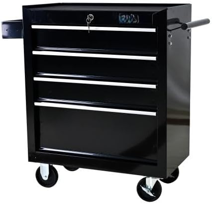 LuckyNote】Rolling Tool Chest, 4 Drawer Tool Box with Wheels, Heavy Duty Industrial Service Cart Storage Organizer with Locking System, Rolling Tool Box Organizer Tool Case for Garage, Repair Shop