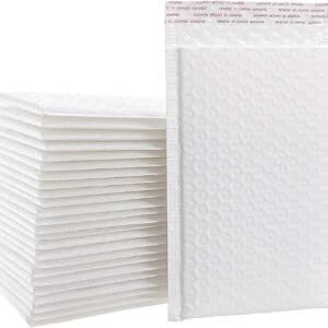 Water Resistant Bubble Envelope Mailers [25 Pack] 4 inch x 7 inch #000 White Poly Padded Shipping Envelopes Self Sealing Cushioned Packaging Bags