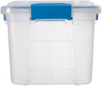 (6-PACK) 4.7-Gallon Large-Capacity Plastic with Lid Storage Box, Equipped with 4 Snap Fasteners.