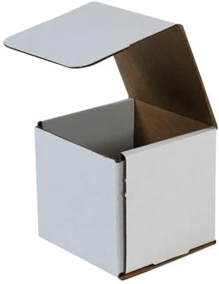 Secure Seal Shipping Boxes - 5x5x5" Mailers - White Foldable Corrugated Cardboard Packaging for Mailing, Moving, Storage, and Organizing - Strong Lightweight Foldable (Bulk 50 Pack)