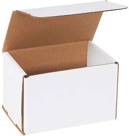 Secure Seal Shipping Boxes - 6x4x4" Mailers - White Foldable Corrugated Cardboard Packaging for Mailing, Moving, Storage, and Organizing - Strong Lightweight Foldable (Bulk 50 Pack)