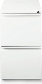Pemberly Row 2 Drawers 27.75" Vertical White Metal Filing Cabinet Lockable Pre-Assembled Stationary Letter Size for Home, Office