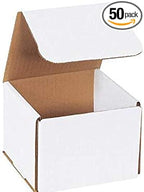 Secure Seal Shipping Boxes - 5x5x4" Mailers - White Foldable Corrugated Cardboard Packaging for Mailing, Moving, Storage, and Organizing - Strong Lightweight Foldable (Bulk 50 Pack)