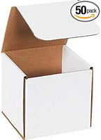 Secure Seal Shipping Boxes - 6x6x6" Mailers - White Foldable Corrugated Cardboard Packaging for Mailing, Moving, Storage, and Organizing - Strong Lightweight Foldable (Bulk 50 Pack)