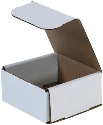 Secure Seal Shipping Boxes - 4x4x3" Mailers - White Foldable Corrugated Cardboard Packaging for Mailing, Moving, Storage, and Organizing - Strong Lightweight Foldable (Bulk 50 Pack)