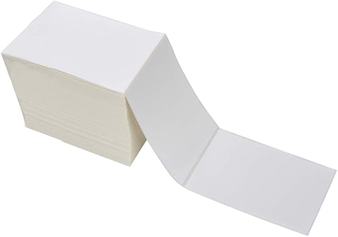 9527 Product Fanfold 4 x 6 Direct Thermal Labels White Perforated Shipping Labels, 500pcs per Stack,1 Stack
