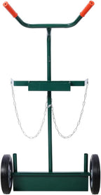 Heavy Duty 440lbs Capacity Welding Cylinder Hand Truck - Dual Oxygen Acetylene Tank Cart Dolly with 10" Solid Rubber Wheels, Tool Box & Welding Rod Holder, Green