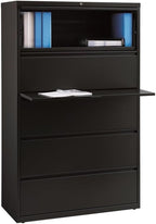 Pemberly Row 42-in Wide Metal 5 Drawer Lateral Filing Cabinet Black