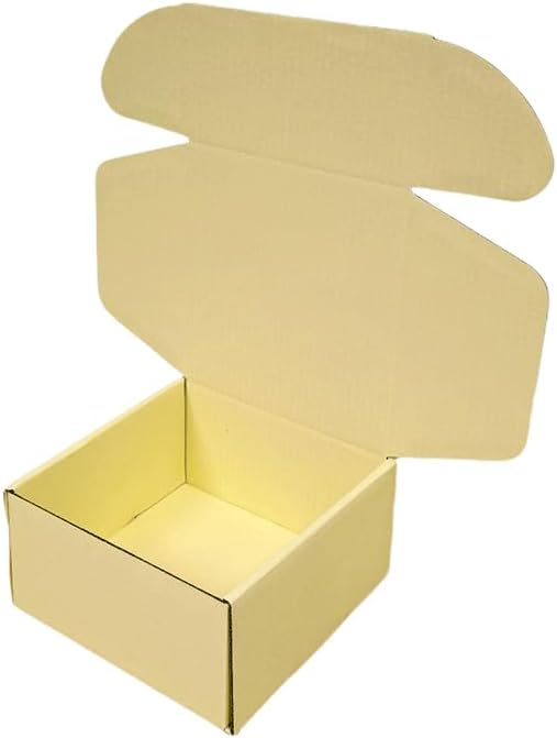 10 Pcs 9.8 x 9.8 x 4 inches Large Size Corrugated Cardboard Gift Boxes Recyclable Shipping Boxes for Mailing & Holidays, Wedding, Birthday, Gifts Packaging (Butter Yellow, 9.8 x 9.8 x 4")