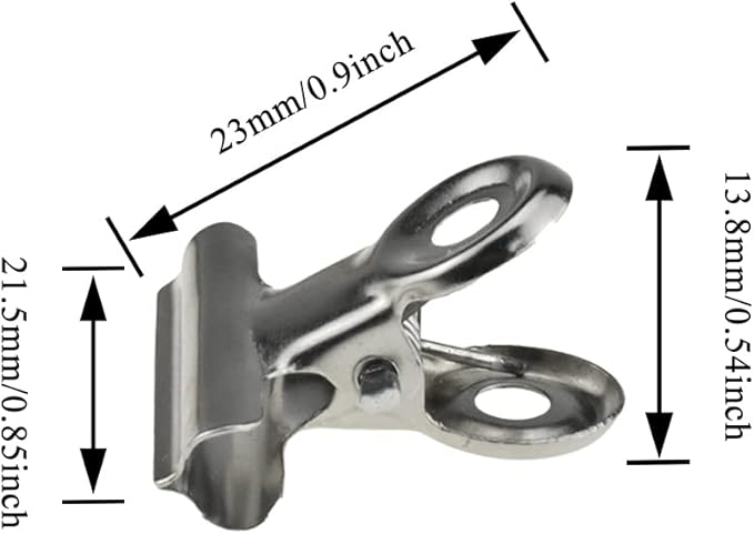 HAHIYO 0.87inch Silver Bulldog Clips Metal File Hinge Binder Clips Clamps Save Space Strong Spring Jaws Rock Solid Grip Book Lay Flat Deburred Edge for Hang Photos Wall Grid Dog Food 30PCS