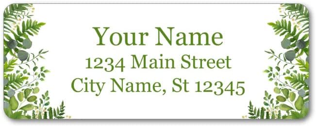 Personalized Return Address Labels - Blooming Greenery - 60-1000 Custom Self-Adhesive Stickers