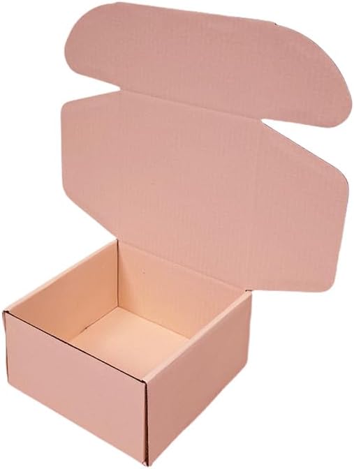 10 Pcs 9.8 x 9.8 x 4 inches Large Size Corrugated Cardboard Gift Boxes Recyclable Shipping Boxes for Mailing & Holidays, Wedding, Birthday, Gifts Packaging (Powder Pink, 9.8 x 9.8 x 4")