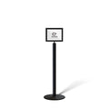 Floor Standing Sign Frame with Steel Low Profile Base, 8.5 inches by 11 inches Horizontal Sign Frame, Black Post