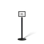 Floor Standing Sign Frame with Steel Low Profile Base, 8.5 inches by 11 inches Horizontal Sign Frame, Black Post