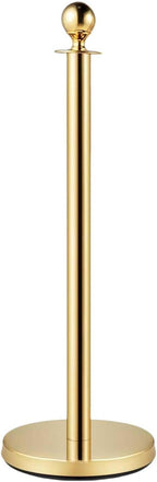 8PCS Gold Stanchion Posts with 5FT Red Velvet Ropes, Stainless Steel Crowd Control Barriers with Ball Tops, Elegant Queue Stanchions for Red Carpet, Party, Wedding, Theater & Exhibition
