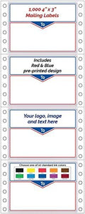 Shipping Stickers, Custom Printed Continuous Pinfeed - Your Logo, Image or Text Imprinted 1-Color, Pinfed, 4" x 3" for Business Mailing (1000)