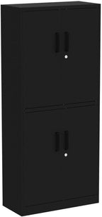 Metal Storage Cabinet with 3 Adjustable Shelves and 4 Doors,71" Garage Storage Cabinet with Lock,Black Metal Cabinets with Locking Doors,Steel Tool Cabinets,Lockable Cupboard for Home,Office,Garage