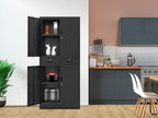 BESFUR 71“H Metal Storage Cabinet with 2 Lockable Drawers and 2 Lockable Doors, Garage Cabinet with 2 Adjustable Shelves, Locking Cabinet for Garage, Office, Classroom - Black