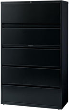 Pemberly Row 42-in Wide Metal 5 Drawer Lateral Filing Cabinet Black