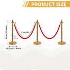 12Pcs Stainless Steel Stanchion Posts with 5ft Red Velvet Ropes - Crowd Control Barriers & Queue Line Kit with 26ft Red Carpet for Wedding, Party, Theater Supplies
