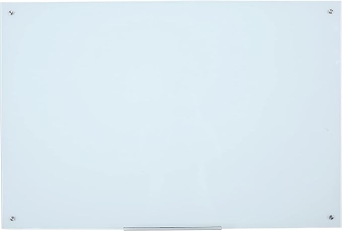 Magnetic Glass Whiteboard 48x36 Inches, Large Tempered Glass Dry Erase Board with Frameless Mounting, Premium Wall-Mounted Whiteboard for Office, Conference Room, Classroom & Home