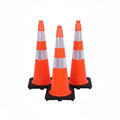 3 Pack 28" Inch Orange Traffic Safety Cones with Dual Reflective Collars - High Visibility Industrial Pylons Traffic Cones for Road, Parking Lots, Driving, Construction