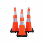 3 Pack 28" Inch Orange Traffic Safety Cones with Dual Reflective Collars - High Visibility Industrial Pylons Traffic Cones for Road, Parking Lots, Driving, Construction