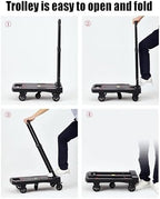 Heavy Duty Folding Hand Truck with 360° Rotating Wheels - Portable Trolley for Easy Luggage, Shopping & Cargo Transport - Space-Saving Design for Home & Travel Use