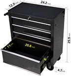 LuckyNote】Rolling Tool Chest, 4 Drawer Tool Box with Wheels, Heavy Duty Industrial Service Cart Storage Organizer with Locking System, Rolling Tool Box Organizer Tool Case for Garage, Repair Shop
