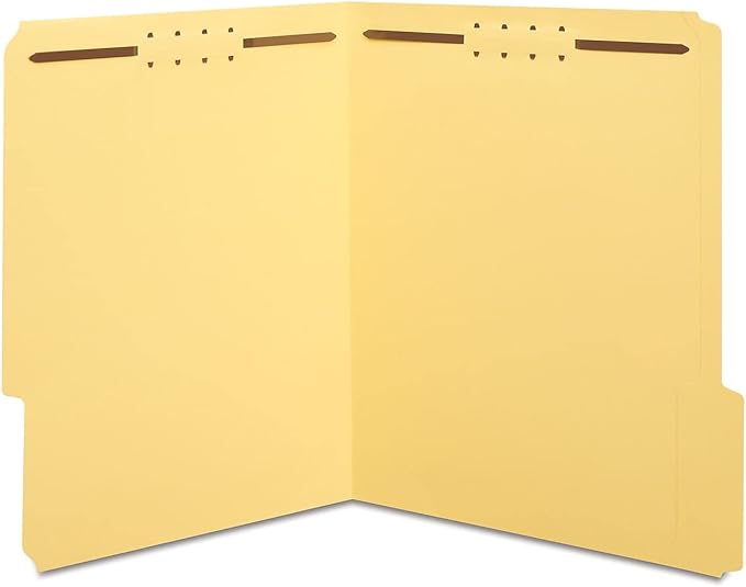 Staples Colored Reinforced Tab Fastener Folders Letter Size Yellow 50/Box