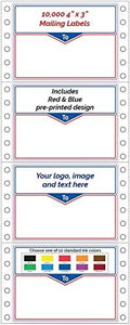 Shipping Stickers, Custom Printed Continuous Pinfeed - Your Logo, Image or Text Imprinted 1-Color, Pinfed, 4" x 3" for Business Mailing (10000)