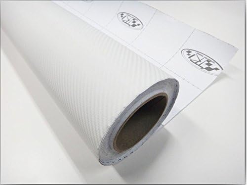 F & B LED LIGHTS White 3D Carbon Fiber Film Twill Weave Vinyl Sheet Roll Wrap (12" X 60", White)