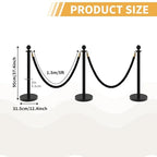 4Pcs Stanchions and Velvet Ropes, Black Stanchions with Retractable Belts, Crowd Control Barriers with Hollow Base, Red Carpet Ropes and Posts for Event & Party Supplies